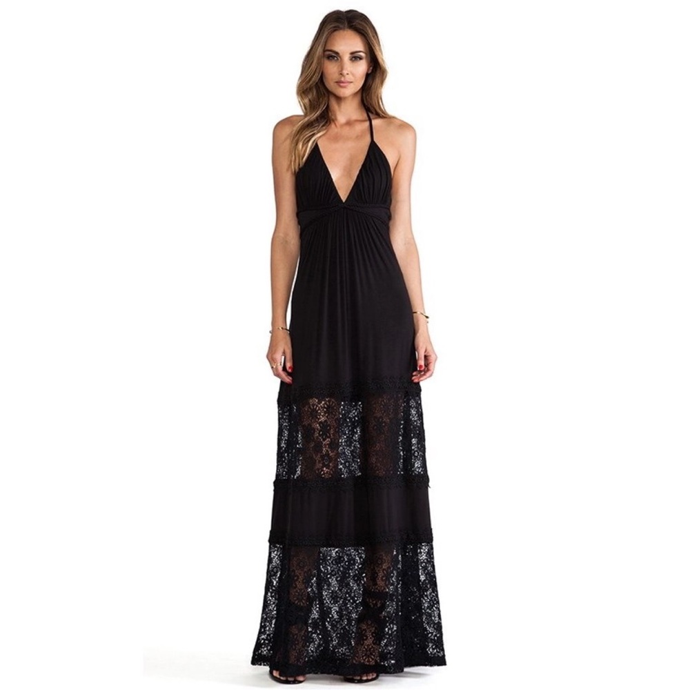 SKY Black Sexy Lace Maxi Dress